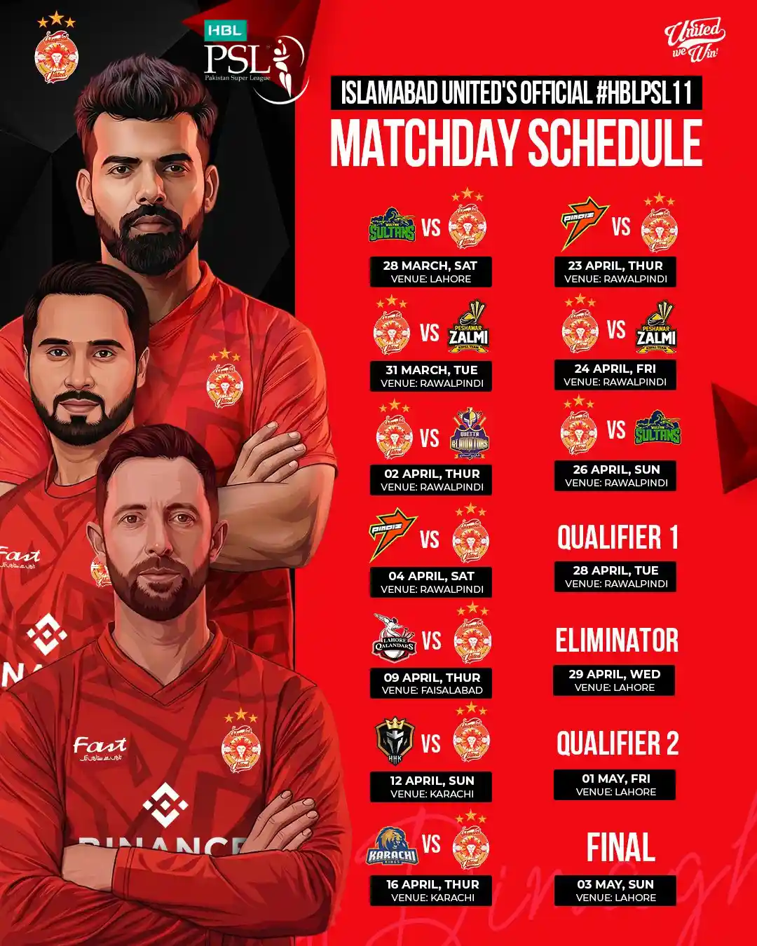 Islamabad United Schedule 2026