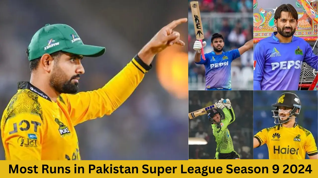 Most Runs in Pakistan Super League Season 9 2024 1 Most Runs in Pakistan Super League Season 9 2024