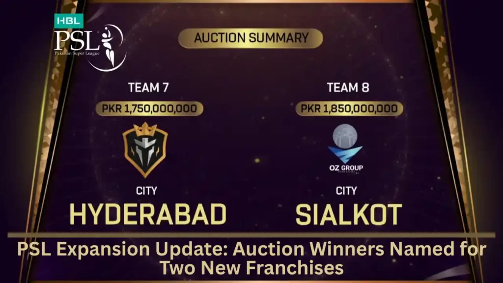 PSL Expansion Update Auction Winners Named for Two New PSL Franchises