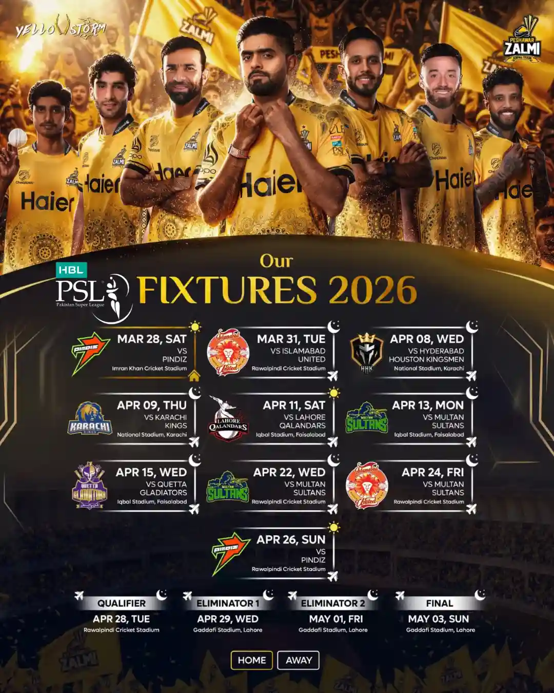 Peshawar Zalmi Schedule 2026